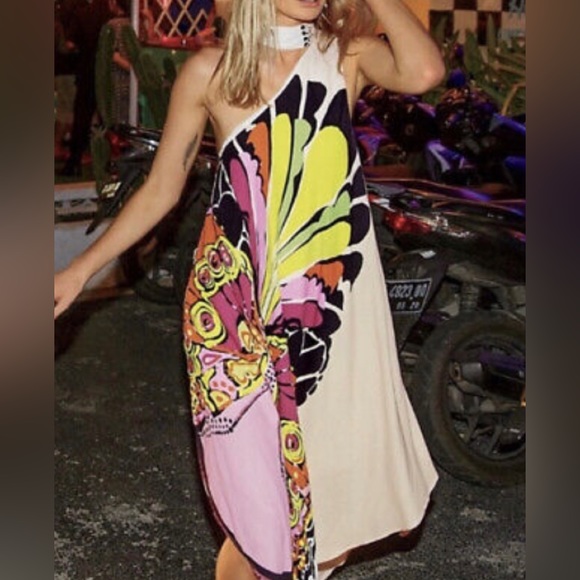 Free people one shoulde dress bold as love Butterfly print size Xs - Picture 3 of 9